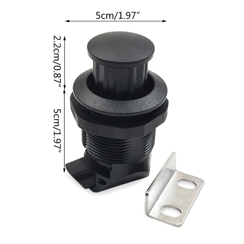 Loquet à Bouton-poussoir Avec Poignée - Pour Caravane, Van, Bateau, Camping-car (noir) - Verrouillage Anti-secousse