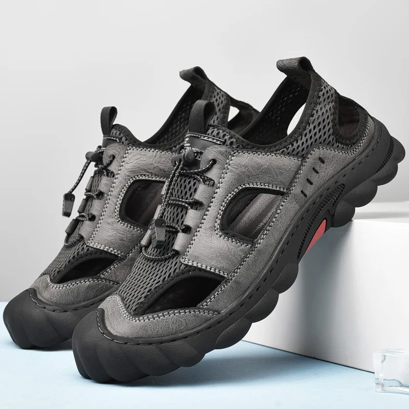 SummerNewSandalsMeshOutdoorLeisureNonslipRubberSoftBottomElasticBandHiking