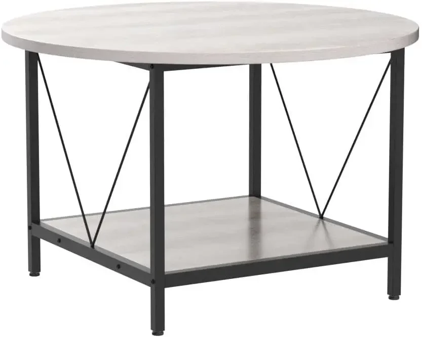 Round Coffee Table,Rustic Wood Coffee Tables for Living Room with Storage Shelf, Modern Farmhouse Circle Coffee Table 5