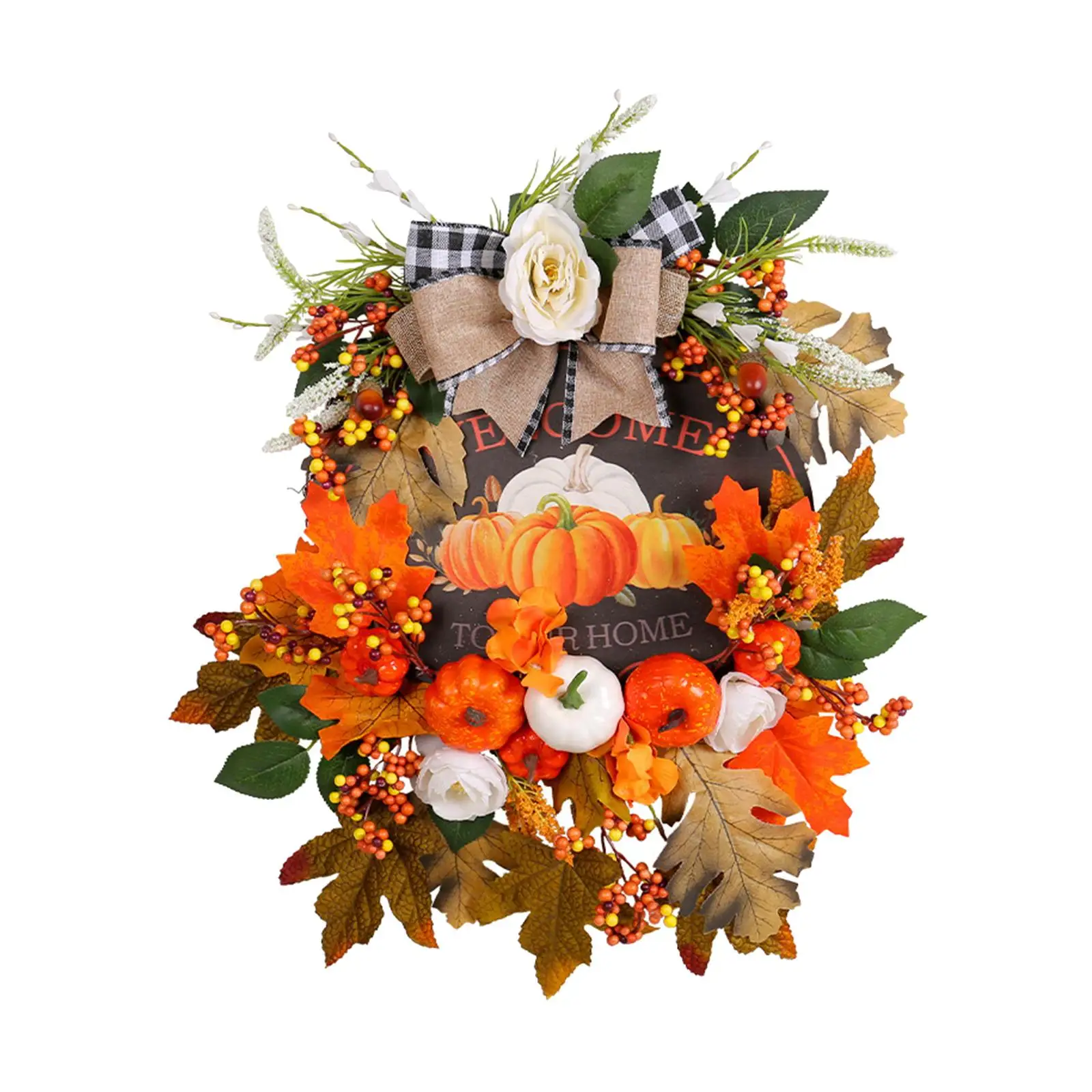 Harvest Fall Wreath Pumpkin Decorative Hanger Thanksgiving Wreath Front Door