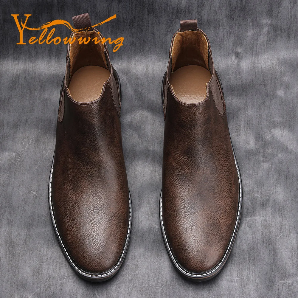 40-46 Retro Men Chelsea Boots Brand Comfortable Leather Boots Fashion Casual #KD5237