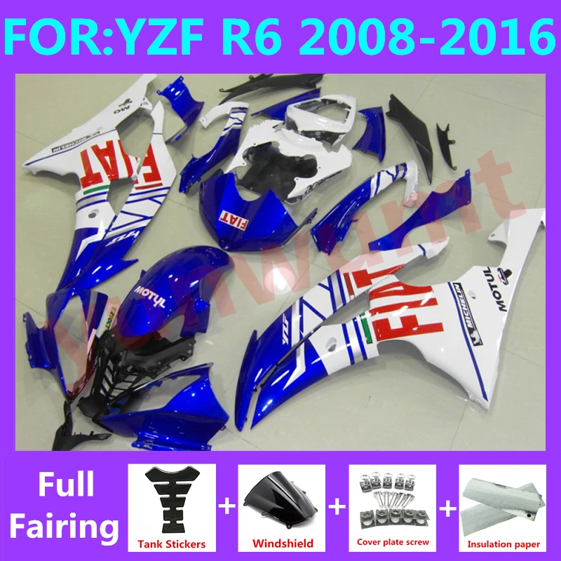 

Motorcycle full Fairing Kit fit For YZF R6 2008 2009 2010 2011 2012 2013 2014 2015 2016 YFZ-R6 Bodywork Fairings set blue white