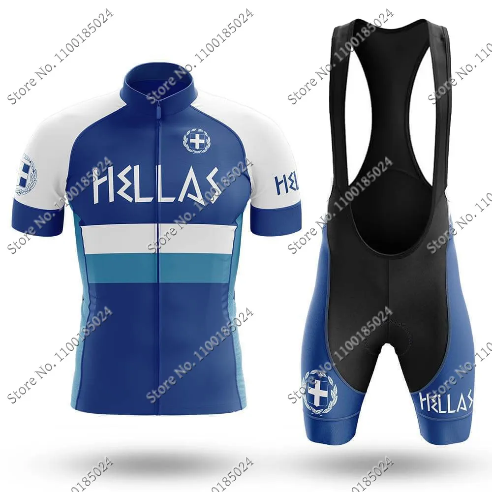 Hellas National Team Cycling Jersey Set Greece Cycling Clothing Road bike Shirt Suit bicycle bib Shorts MTB Wear Maillot Culotte