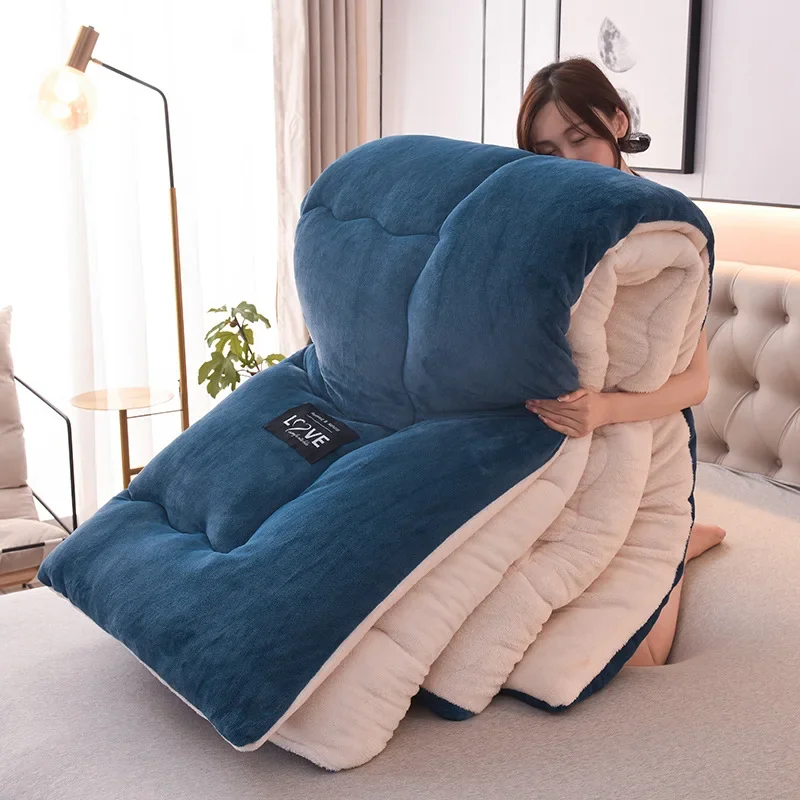 

Professional Thickening Double Duvet Velvet Quilt Stitch Very Warm Winter Lamb Cashmere Thicken Quilting Bed Stitch Blanket