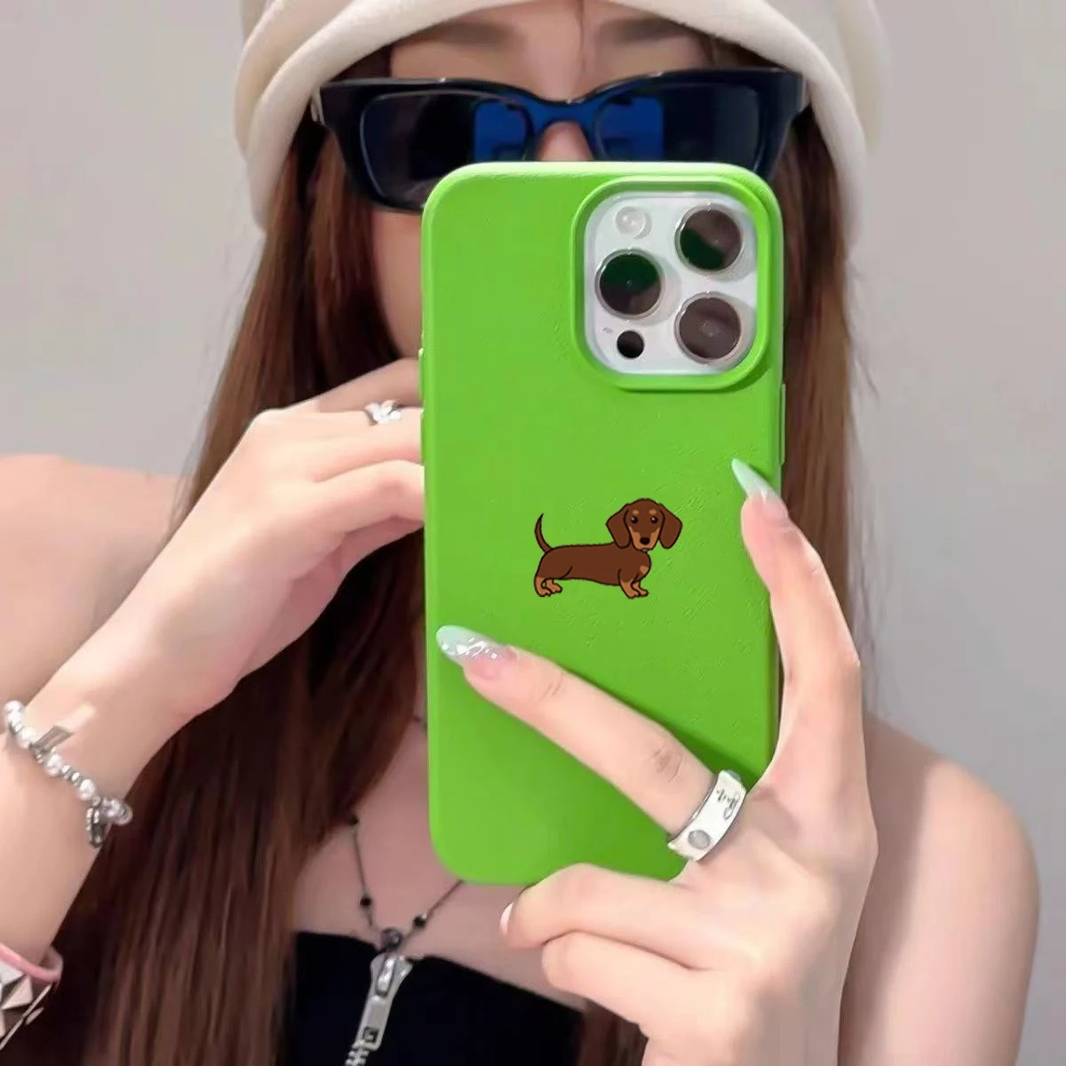 Minimalist Brown Dachshund Pattern Soft TPU Phone Case Cover