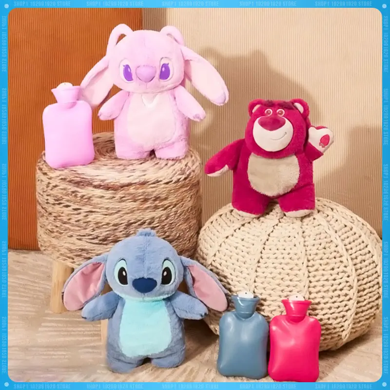 Stitch Hot Water Bottles Strawberry Bear Peluche Hand Warm Bottle Soft Kawaii Winter Portable Anime Warm Hand Bag Regalo Di Natale