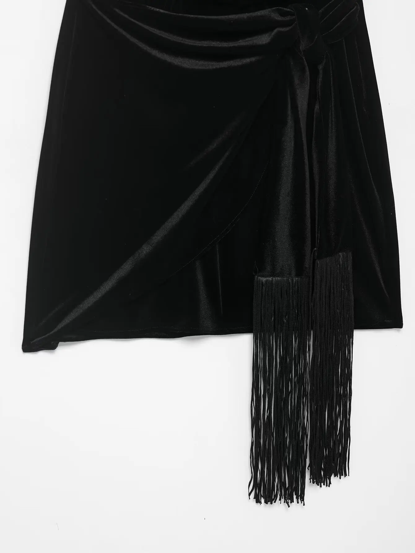 Women Summer Velvet Sexy Backless Short Dress Female V-Neck With Tassel Around The Neck Dress Lady Slim Fashion Chic Mini Dress