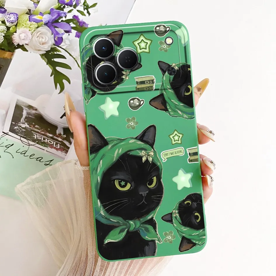 Cute Cartoon Cat Painted Soft Silicone Phone Case Cover