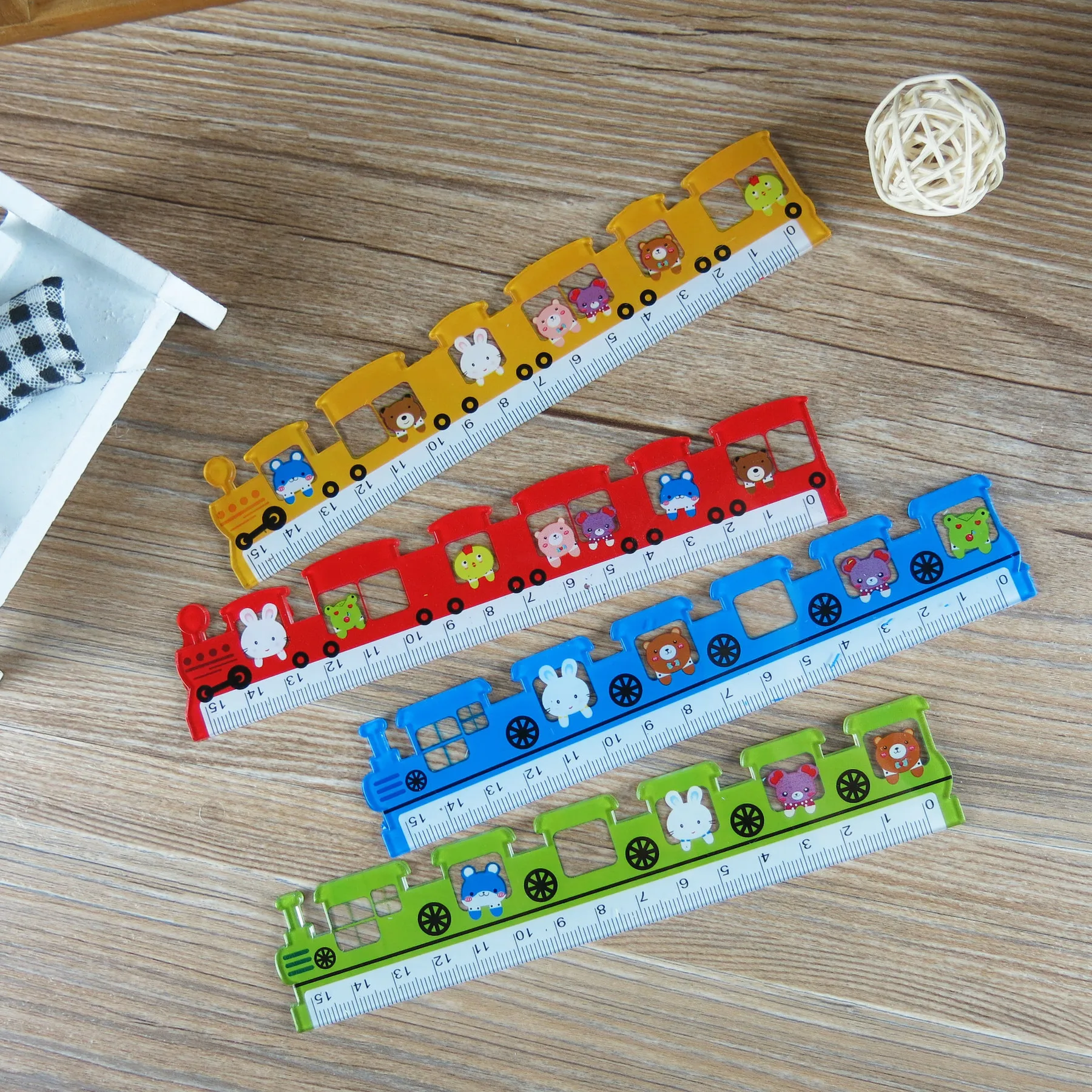 Cute Colors Train Straight Ruler Cartoon Drawing Gift Office School Measuring 1 Piece