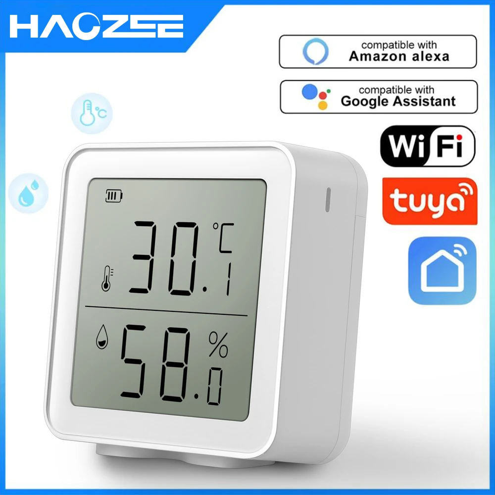 Tuya Wifi Temperature And Humidity Sensor With Lcd Screen Indoor Temperature  And Humidity Abnormal Sensor Smart Home - Thermometer Hygrometer -  AliExpress