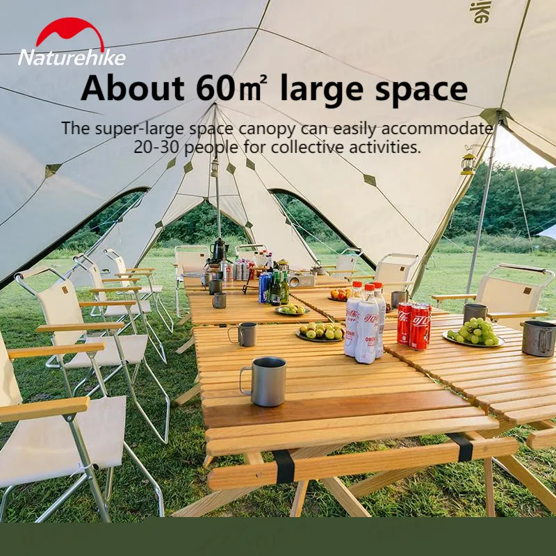 Naturehike Camping Sun Shelter Large 20-30 Persons Glamping Canopy Outdoor 60㎡ Silver Coating Sunscreen Tent Courtyard Party