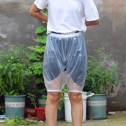 Porchar See Through Clear Transparent PVC Man Boy's Shorts Waterproof Easy Drop Off Quick Dry Rainproof Pants Biker