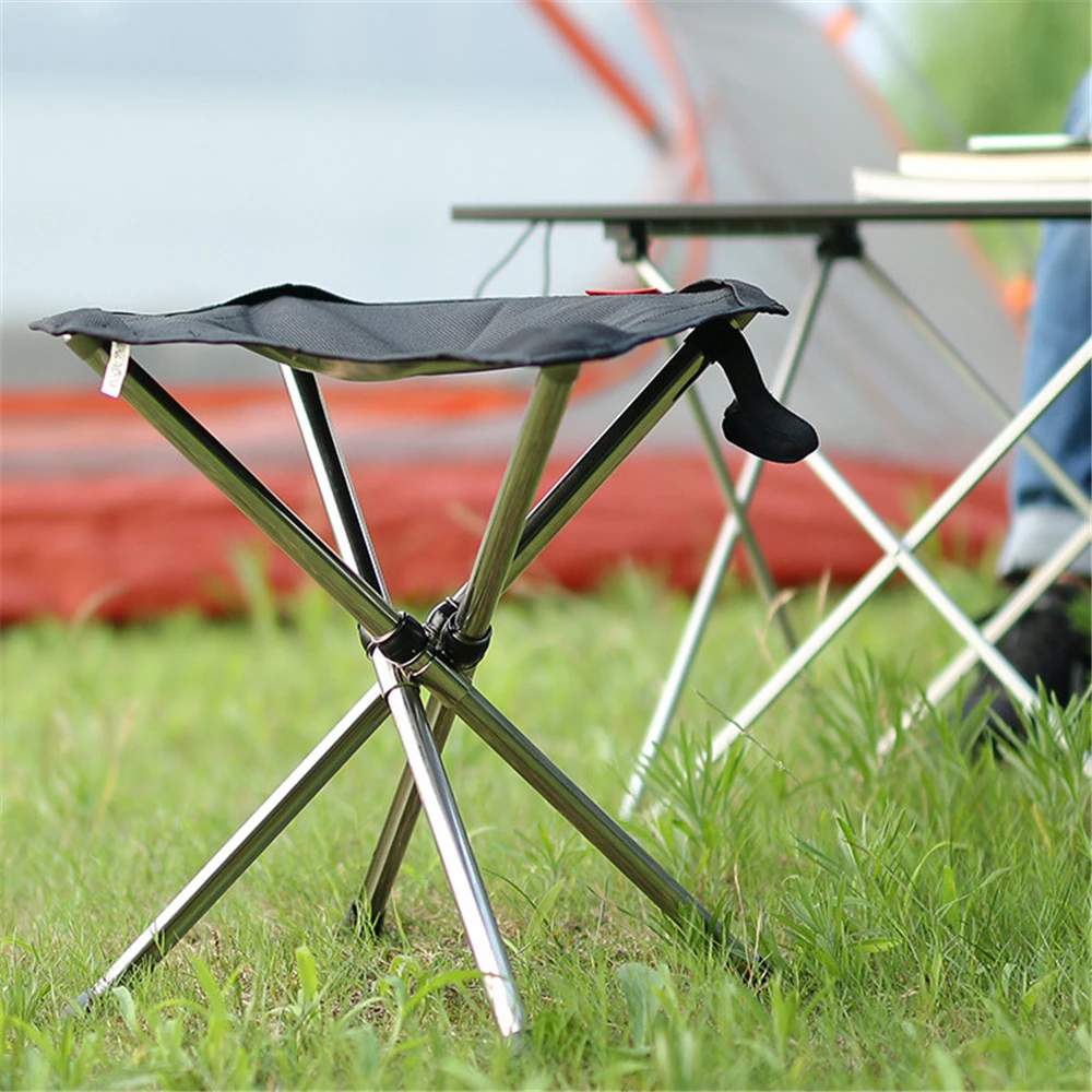 Stainless Steel Fishing Chair Barbecue Folding Stool Outdoor Camp
