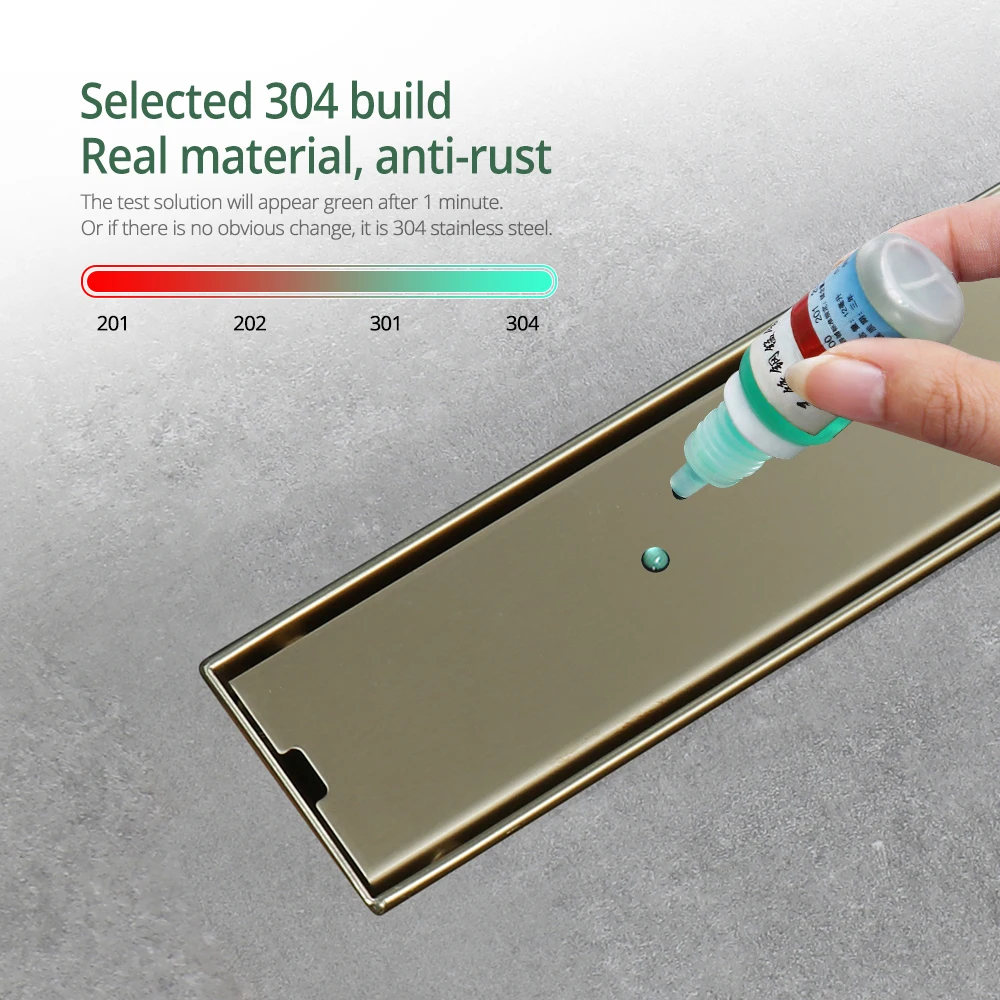 Floor Drain Linear Shower Drain Stainless Steel Tile Insert 60-90CM Deodorize Rustproof Bathroom Accessories Floor Drain