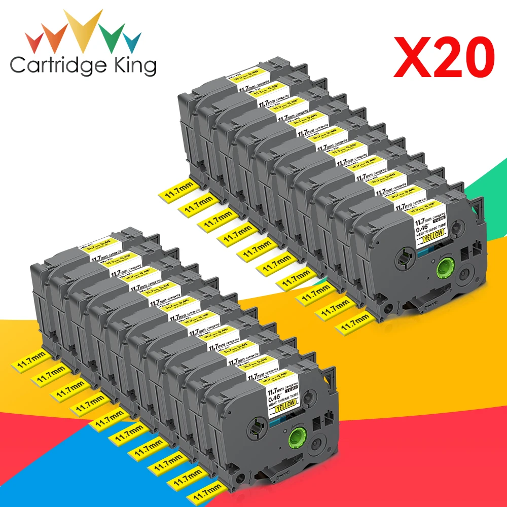

20PK 11,7 мм HSe631, совместимая с Brother HSe 631 HSe-631, термоусадочная трубка, этикетка, лента для P-touch E550WVP P750WVP H500, пирнинг