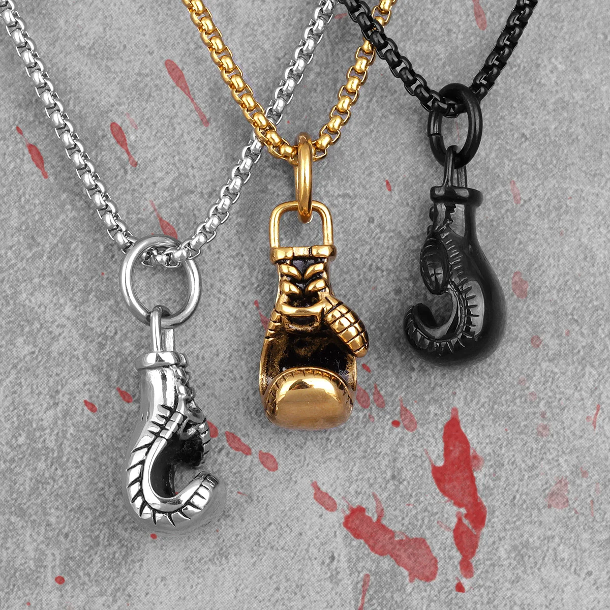Gold Boxing Gloves Boxer Men Necklaces Pendants Chain Punk For