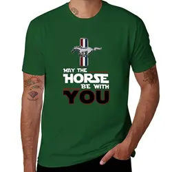 May the Horse Be with You Graphic T - Shirt - Korean Fashion Animal Print, Heavyweight Hippie Style - XXXL (Green)