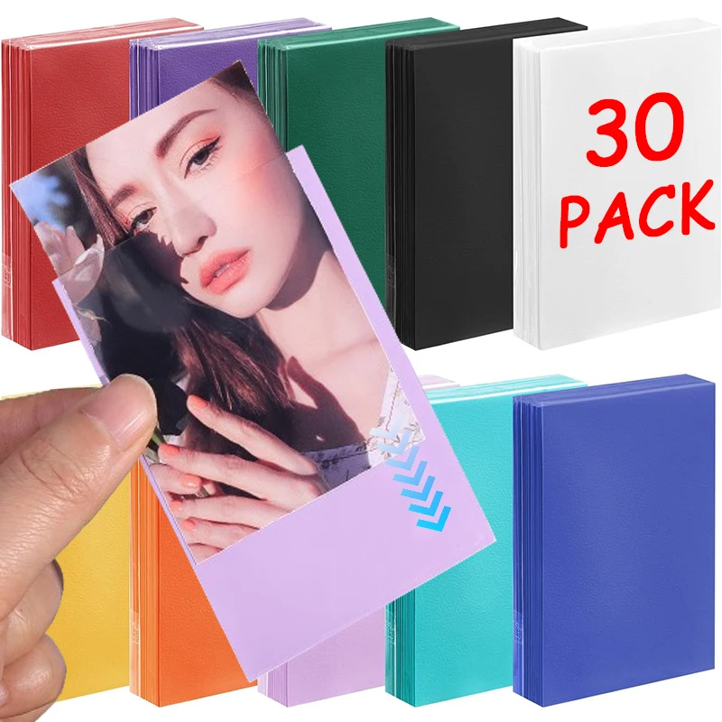 

30 листов, карманы для карт Kpop, цветной чехол для хранения фотоальбомов, открыток, защитные прозрачные водонепроницаемые карманы для игровых карт