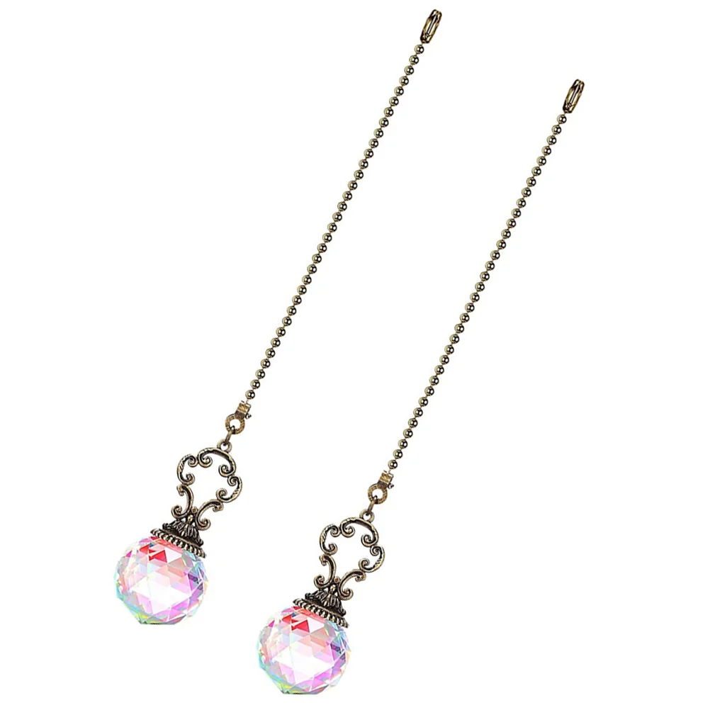 2 Pcs Ceiling Fan Pulls Crystal Ball Light Accessories Fan Pull Chains Beaded Chain Ceiling Pulls Chain Hardware