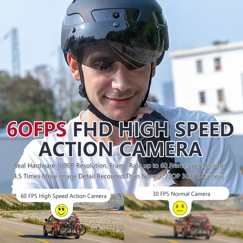 Casco inteligente con cámara Full HD de 1080p para motocicleta o