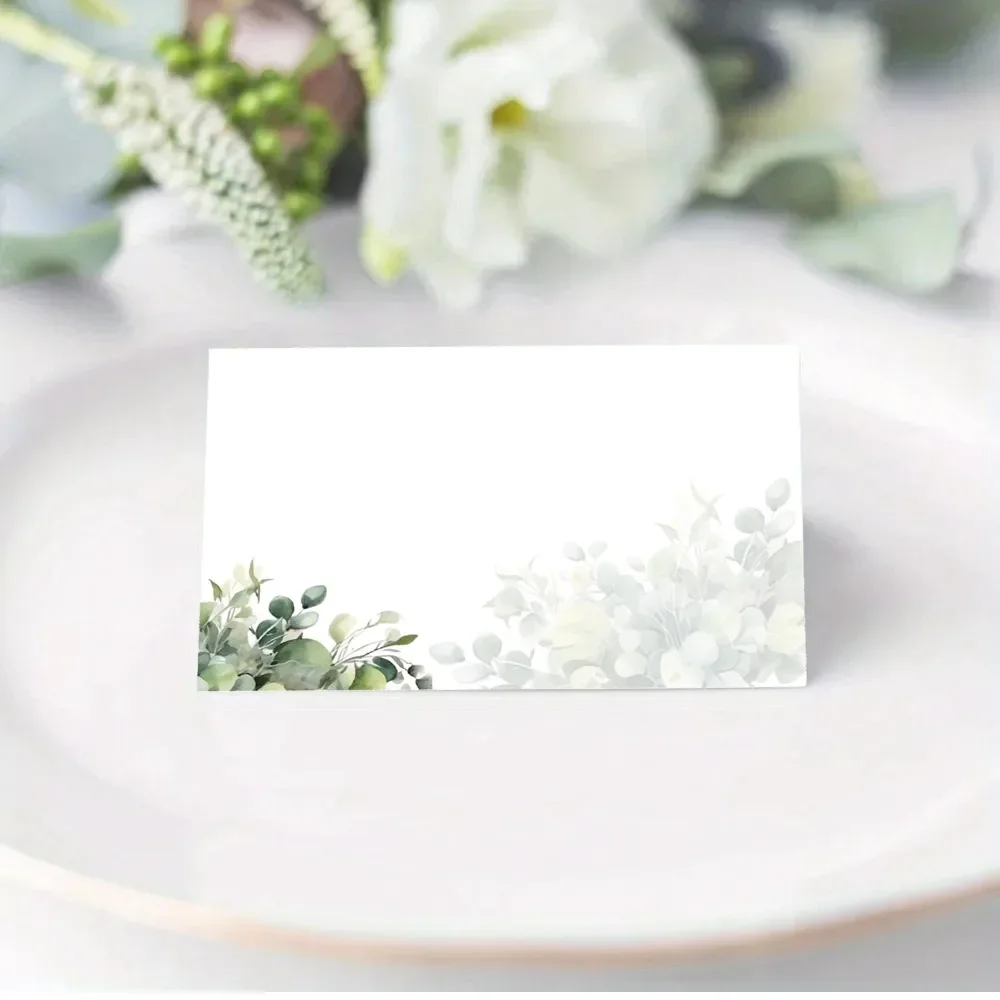 20/50/100pcs Wedding Seating Number Table Card Printed Plant Fresh Seat Name Place Cards Christmas Birthday Party Greeting Card
