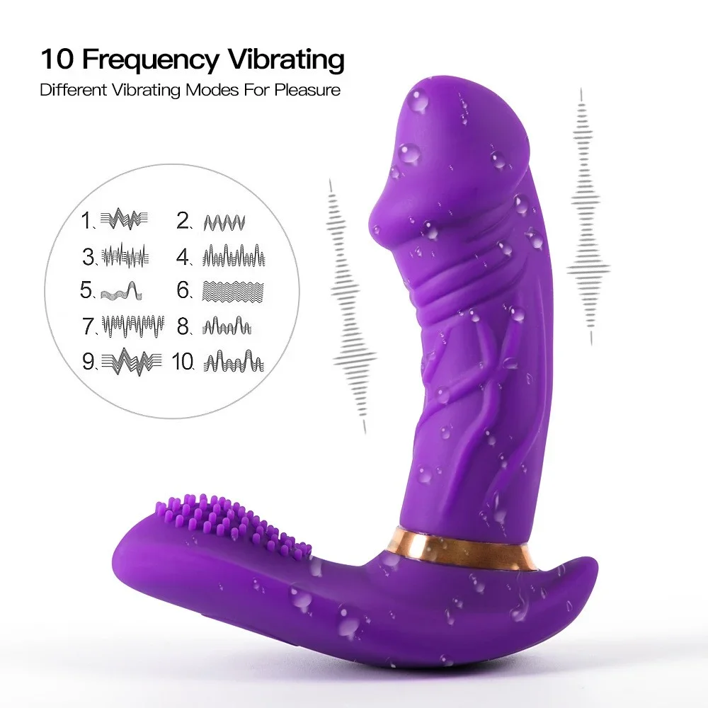NEW 1PCS 10-Frequency Dual Vibration Strap On Dildo Clitoris Stimulator G spot Vibrator Masturbation Sex Toys for Woman Female