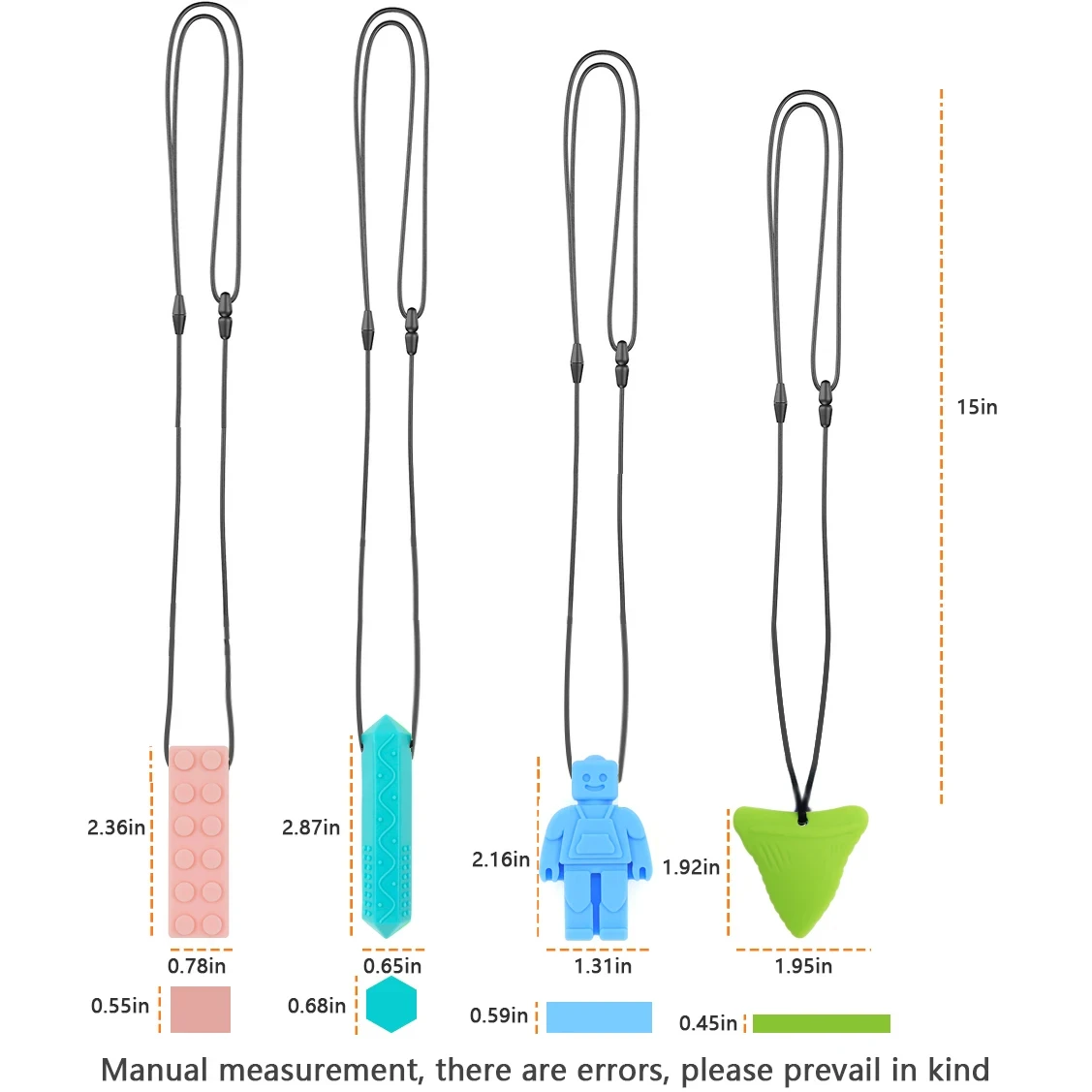 Sensory Chew Necklaces Sensory Chew Necklaces 2 Pack for Kids with Teething, ADHD, Autism, Biting Needs, Oral Motor Chewy Teether, Silicone chewlery