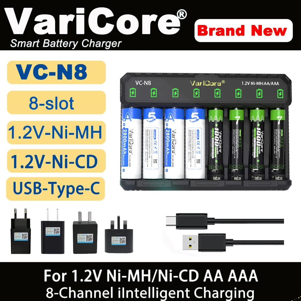 EBL AA Rechargeable Batteries 2800mAh, 4 Pack, Battery Charger For AA Aaa Nimh Batteries Precharge Double A Batteries