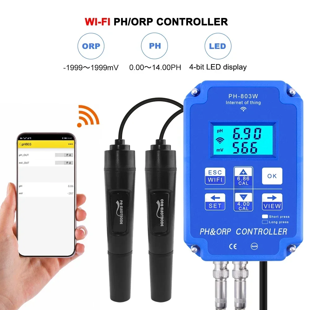 High-precision KL-803W WiFi Monitoring Digital Acid-base and Redox Controller PH Meter ORP