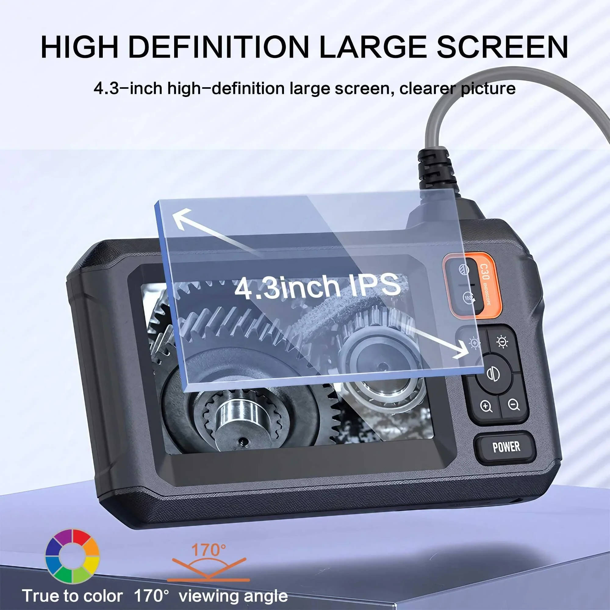 1080P HD WiFi 내시경 43인치 디스플레이 1m 5m 10m 케이블 옵션 듀얼 헤드 2600mAh 자동차 전기 배관 검사용