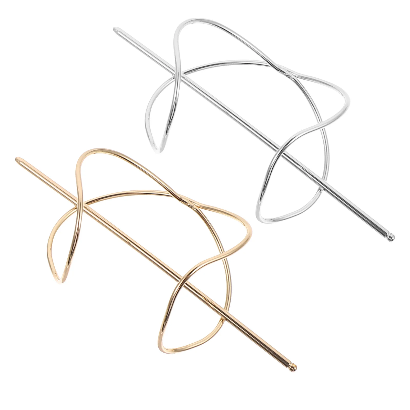 

2 Pcs Metal Hairpin Accessories Clips European and American Stick Cuff X Shaped Bun Holder Vintage Cage