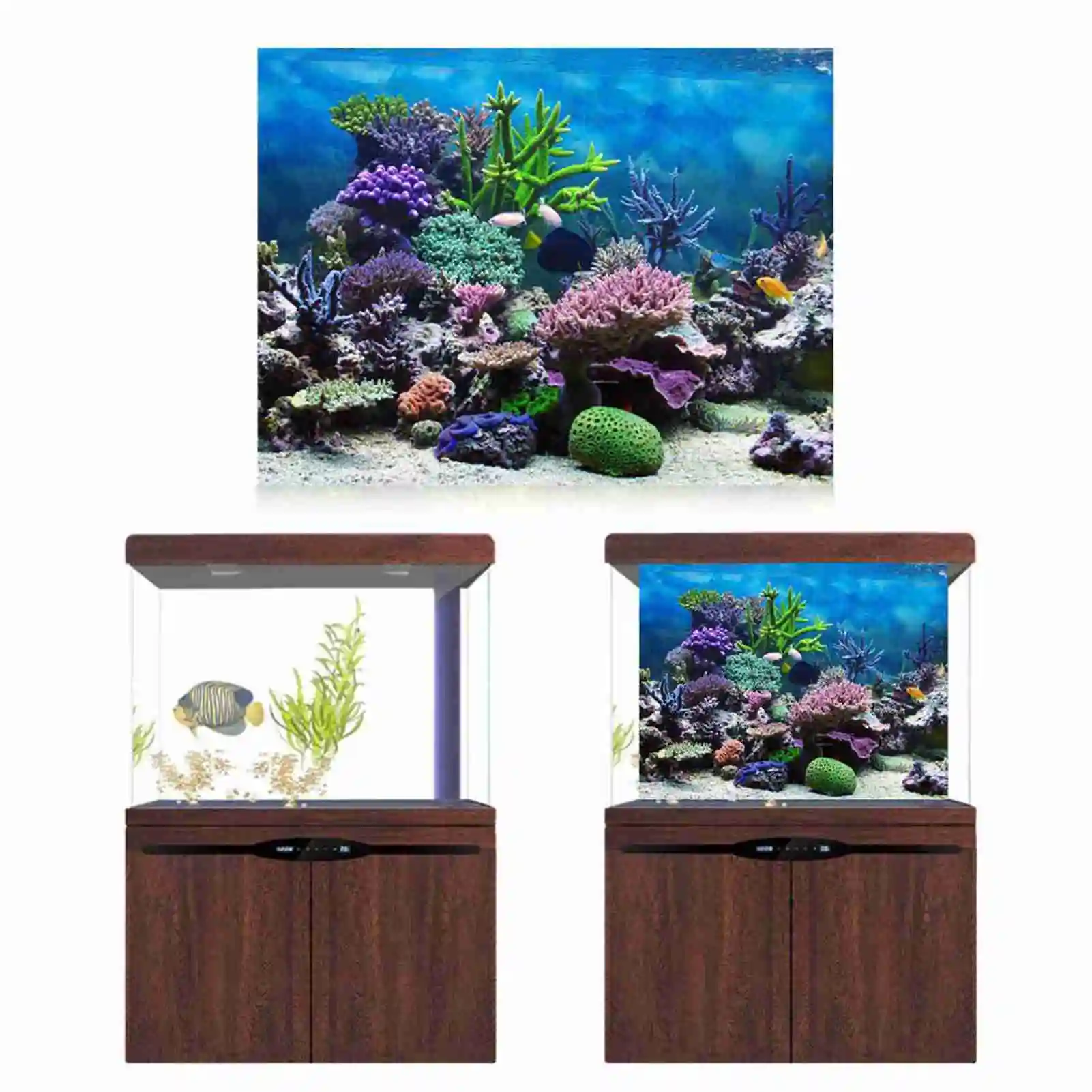 3D Aquarium Landscape Poster Rainforest Wallpaper Fish Tank Background Decoration PVC Self Adhesive Backdrop HD Sticker