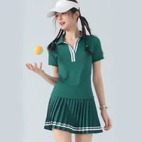 Ensemble jupe-short plissée à manches courtes pour femme, séchage rapide, respirant, pour le tennis, le golf, la course et l'entraînement sportif 3