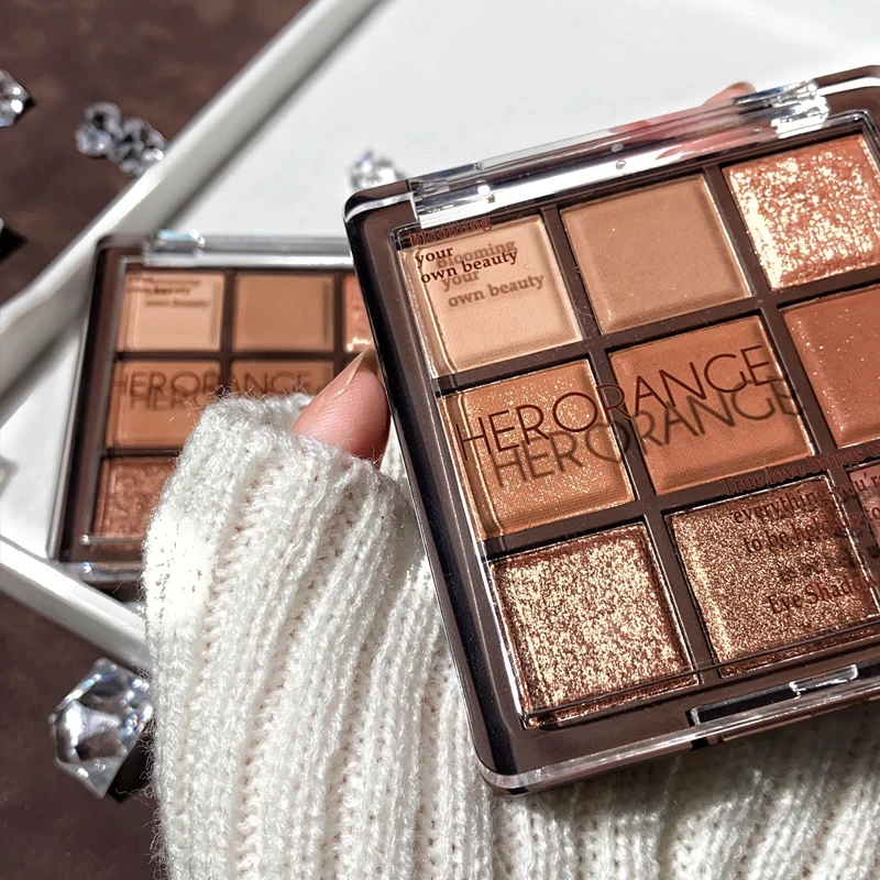 HERORANGE Nine-color Chocolate Eyeshadow Palette, Pearlescent Matte Color Novices Will Not Make Mistakes Easily 3