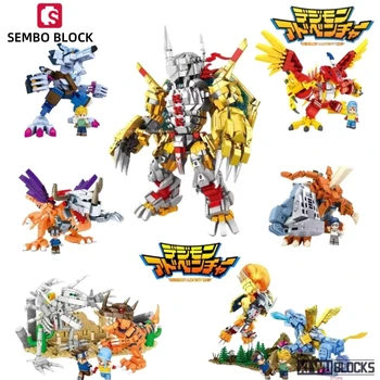 SEMBO BLOCK Digimon Adventure Anime Block Action Doll Model Garudamon Metal Greymon Children's Model Puzzle Toy Birthday Gift 1