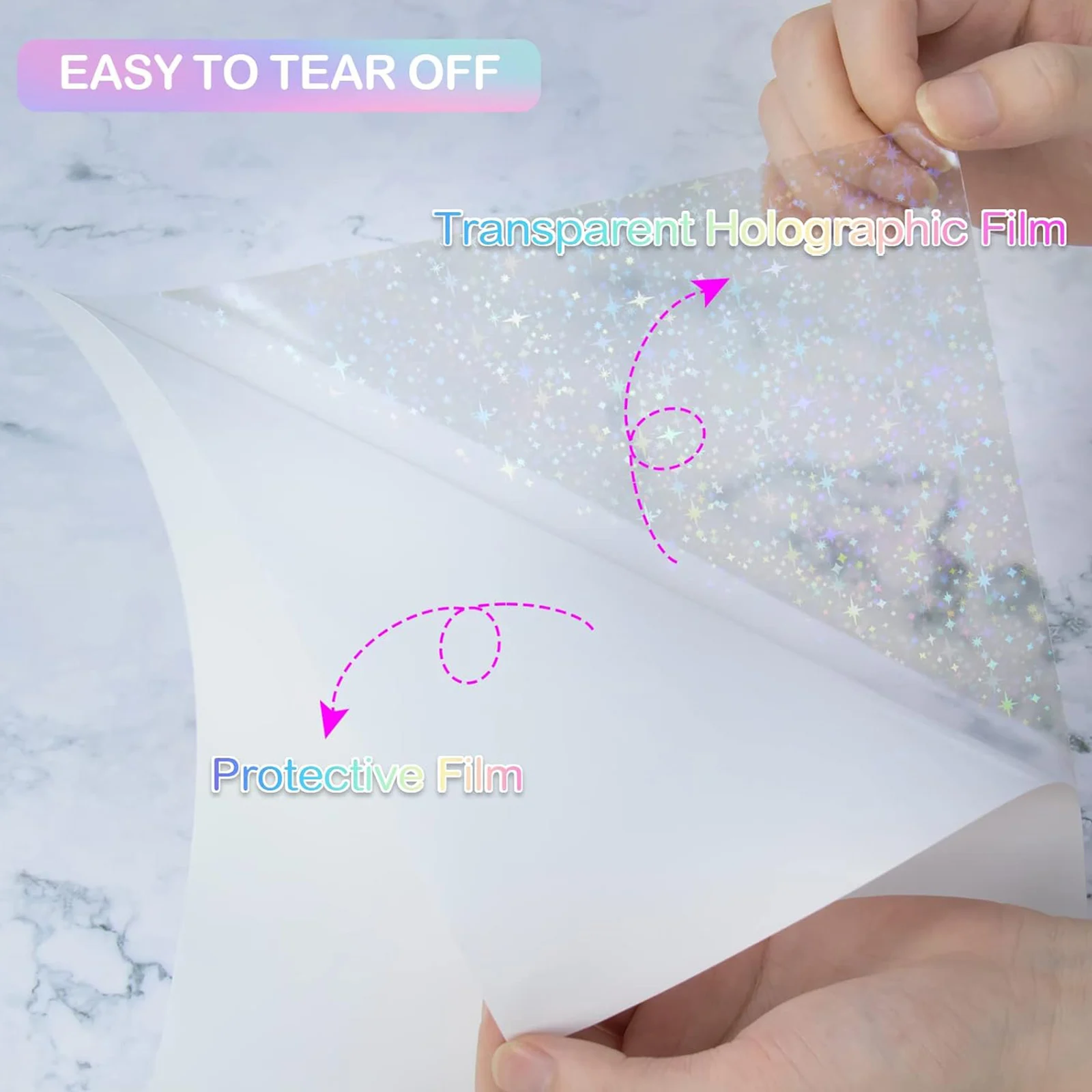 20 דפים נייר מדבקה הולוגרפי A4 ויניל שקוף עצמי דביק עמיד למים גיליון למינציה שקוף 11.7 x 8.3 אינץ '5 סגנונות