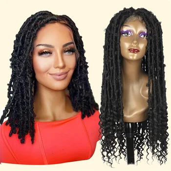 28 Inches Baby Hair Synthetic Lace Wig Straight Mix Curly Barids Curvature of Loose Tail Butterfly