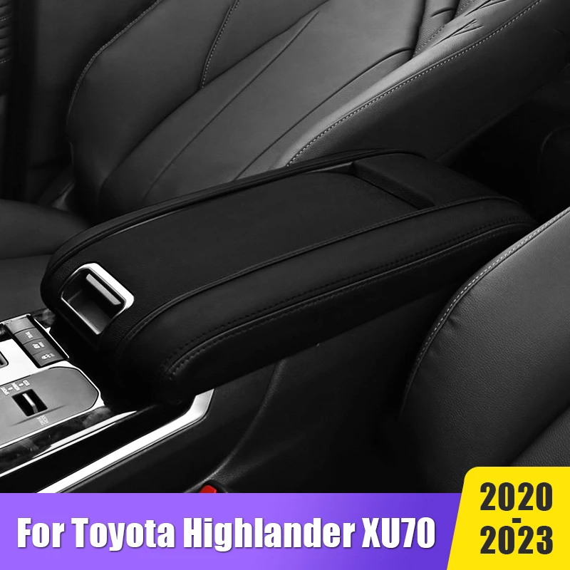 

For Toyota Highlander XU70 Kluger 2020 2021 2022 2023 Hybrid Leather Car Armrest Storage Box Mats Auto Arm Rest Protection Pad