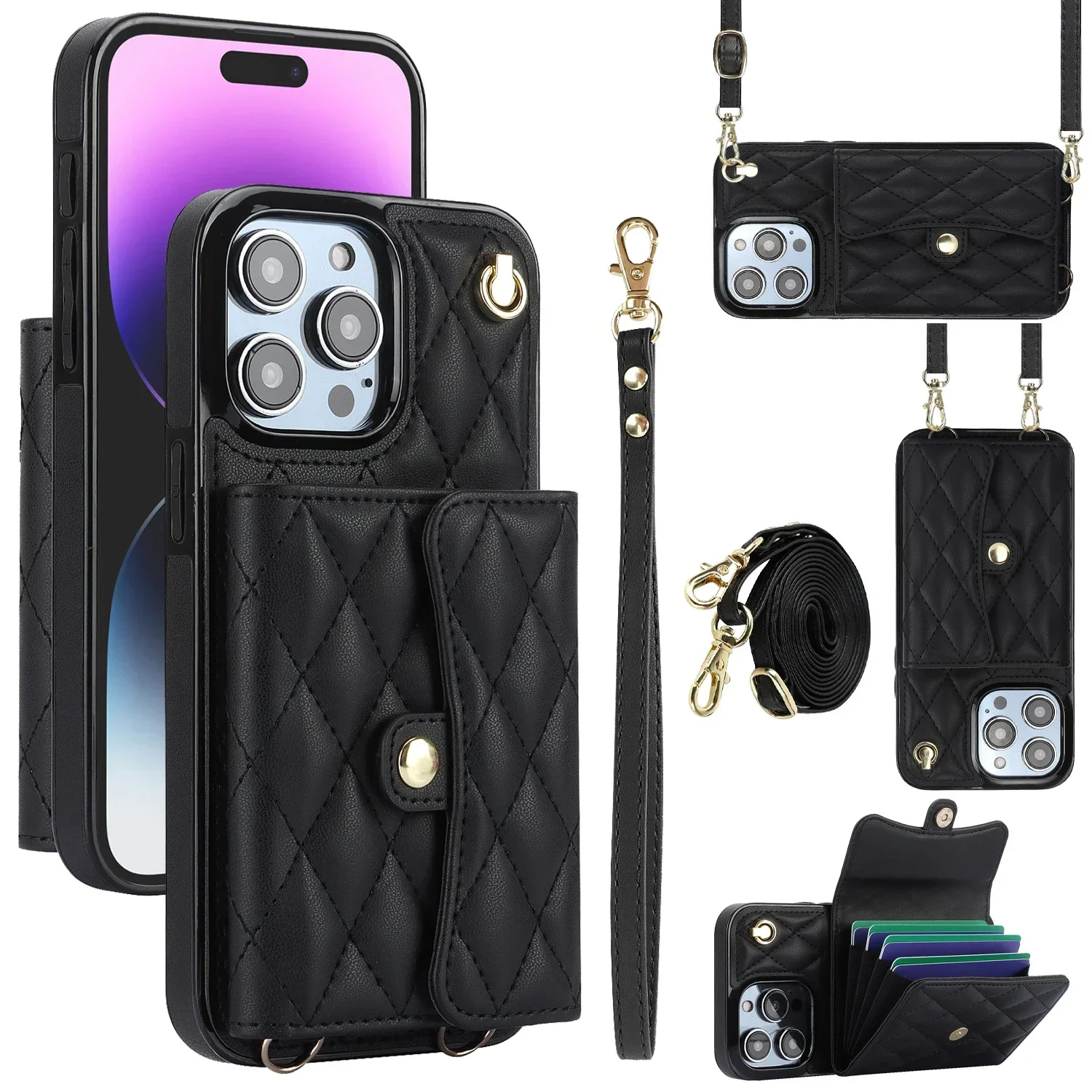 Elegant Leather Wrist Strap Crossbody Wallet with Card Holder