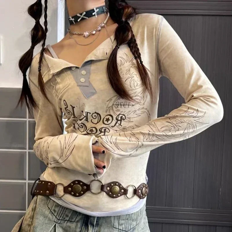 T-shirts Women Slim Sweet College Fashion Korean Spring Soft Leisure Cropped Spliced Designed New Arrival Daily Casual