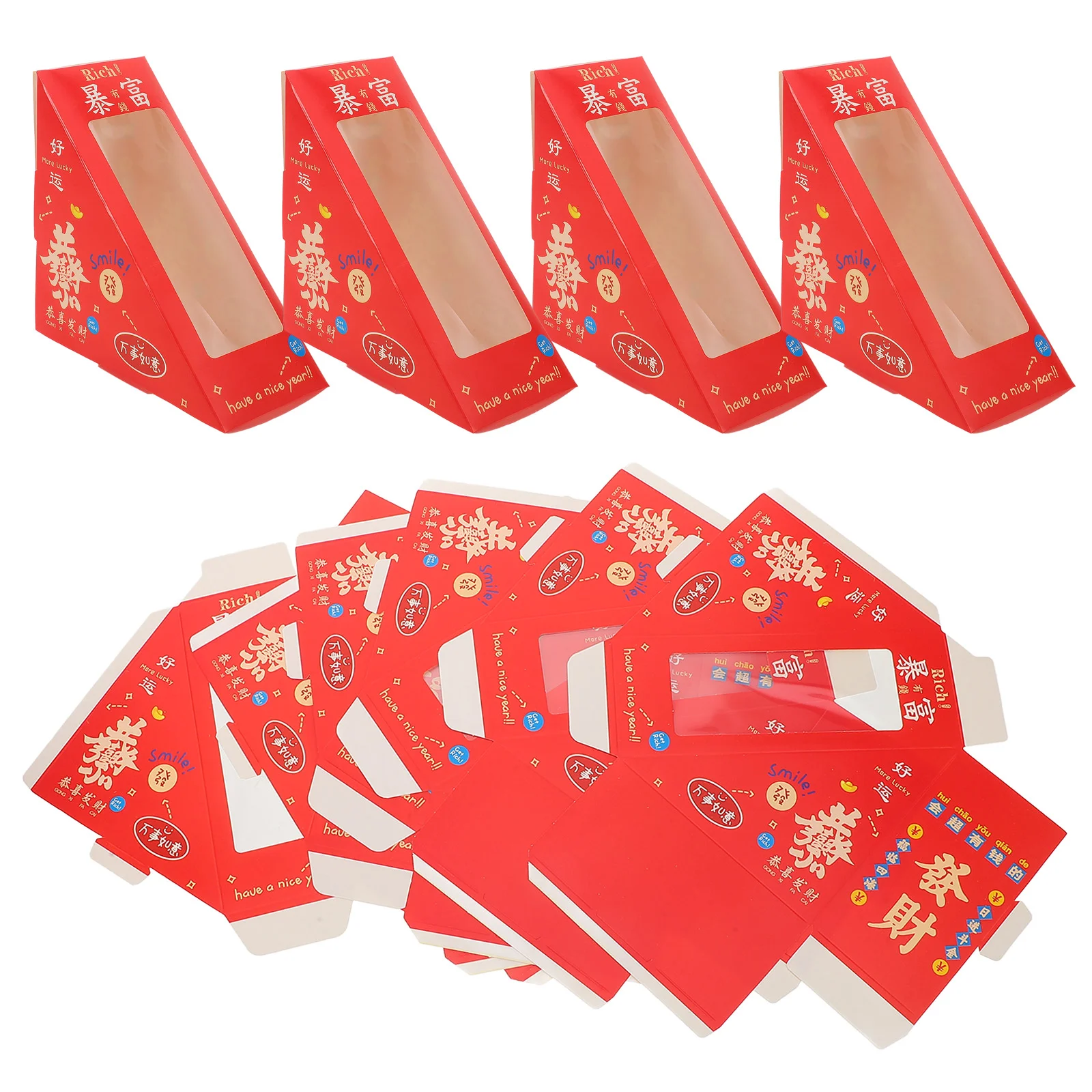 

100 Pcs Sandwich Box Food Containers Boxes Triangular Triangle Cardboard Case Cupcake with Window (white Card) Packing Holder