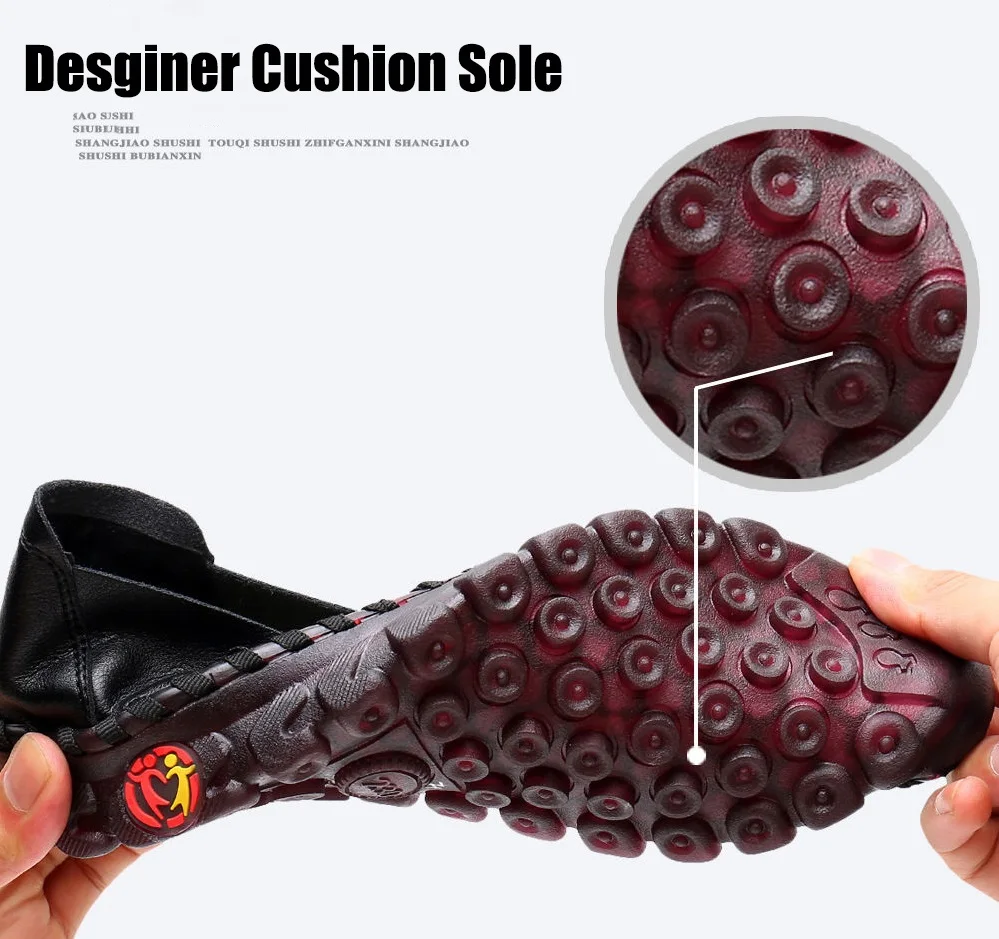Thick Sole Flats Korean Shoes For Women Cozy Leather Slip On Moccasins Pregnant Woman Wide Fit Orthopedic Shoes Women's Loafers women shoes