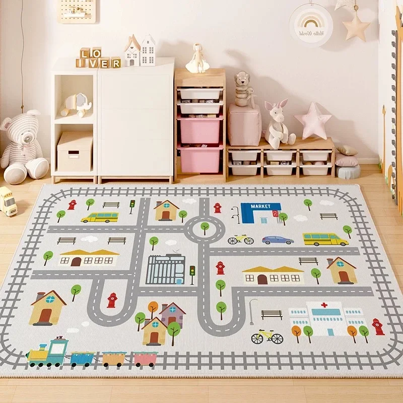 Children's Room Play Area Carpet Living Room Bedroom Children's Car track Digital puzzle game mat Baby play crawl mat