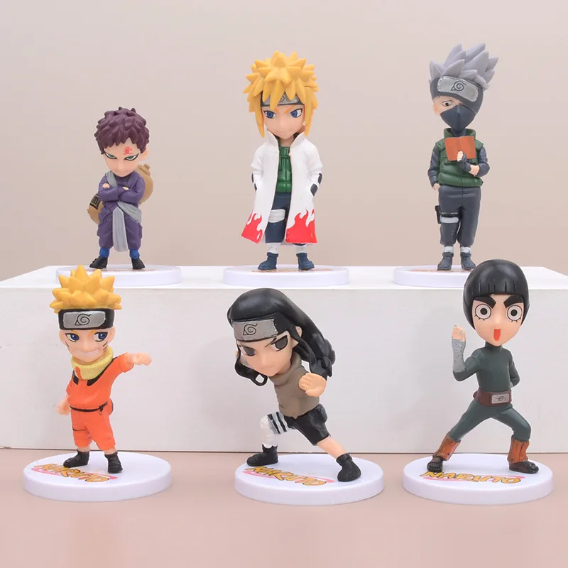 

6Pcs/set Anime Naruto Figure Naruto Sasuke Shikamaru Kawaii Handmade Model Toy Desktop Decoration Christmas Gift for Children
