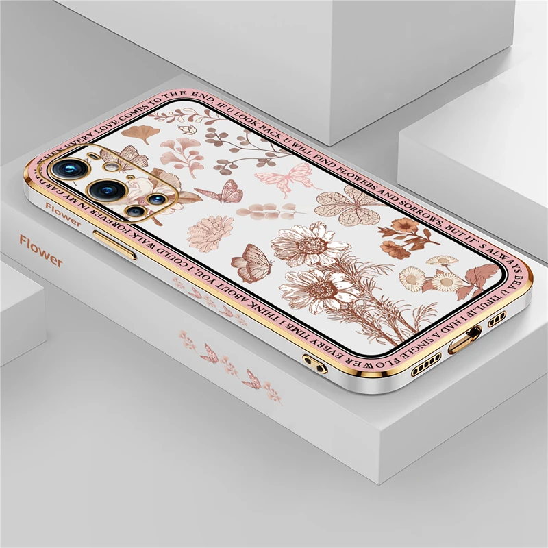 Luxurious Silicone Case with Plated Floral Design