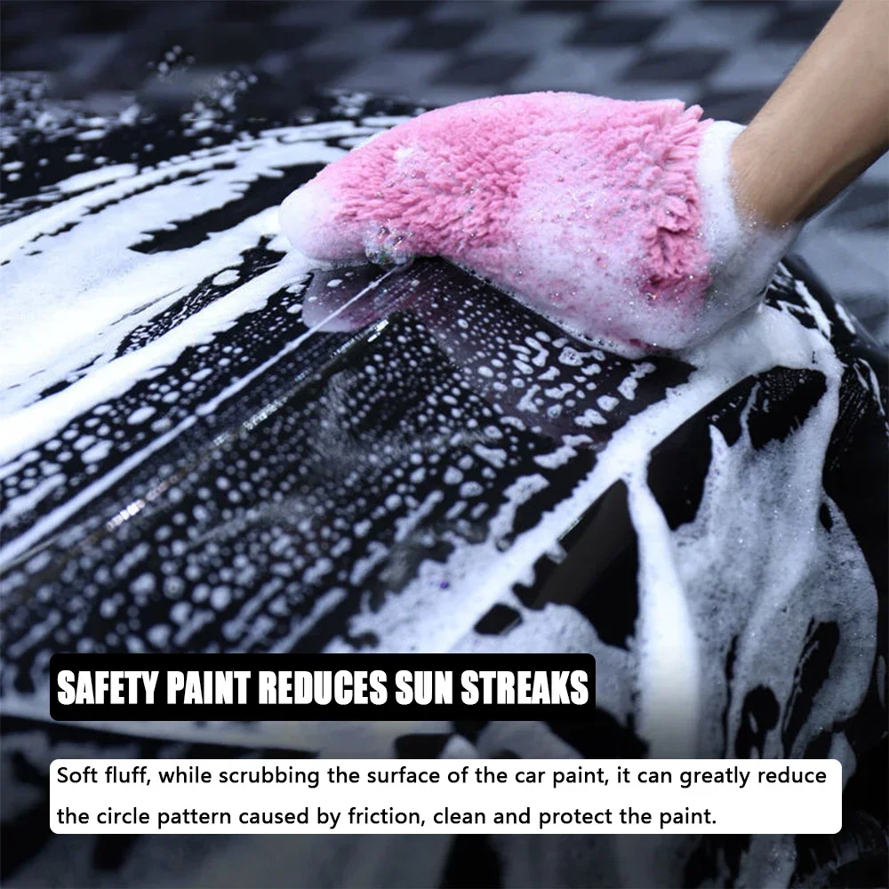 Double Sided Plush Car Cleaning Gloves Ultra-fine Fiber Water Absorbing Coral Fleece