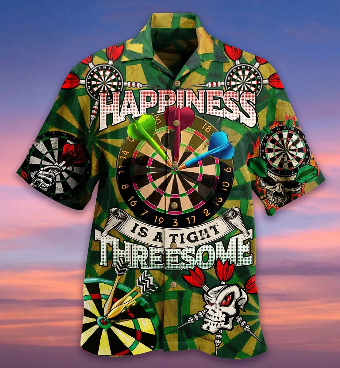 Hawaii Men's Shirt 3D Dart Club Print Short Sleeve Cuban Shirt Vacation Party Wear Vintage Streetwear Casual Clothing 3