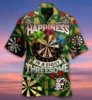 Hawaii Men's Shirt 3D Dart Club Print Short Sleeve Cuban Shirt Vacation Party Wear Vintage Streetwear Casual Clothing 3