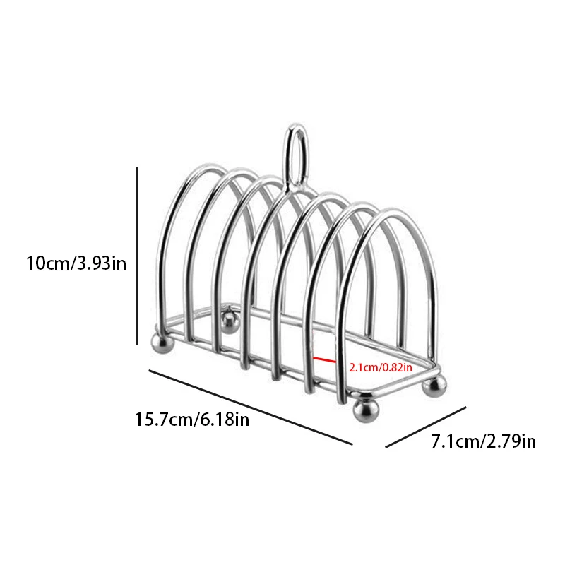 Stainless Steel Toast Bread Rack 6 Slices Food Display Tool For Restaurant Home Bread Holder Kitchen Accessories