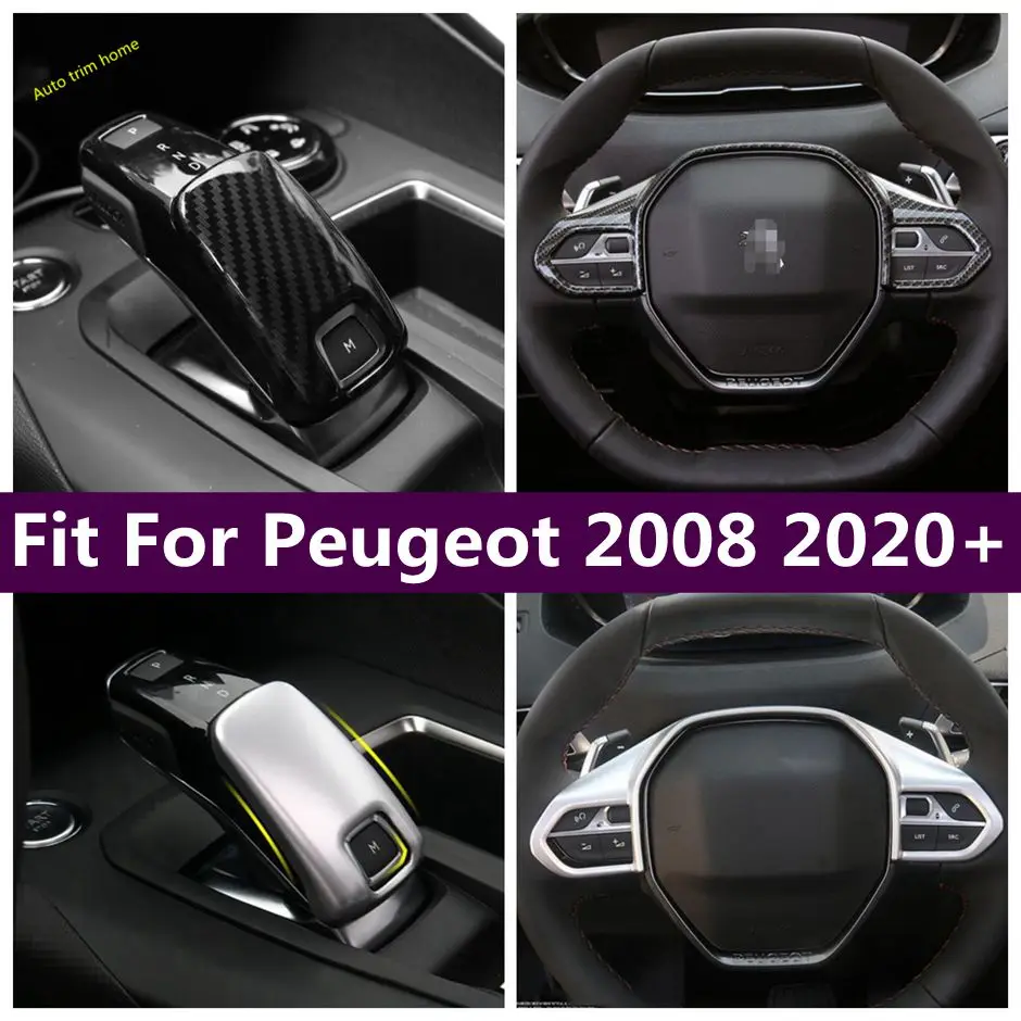 Abs Gear Box Pomello Del Cambio Testa Pallamano/Pulsante Del Volante Decorazione Copertura Trim Fit For Peugeot 2008 2020 - 2023 Accessori